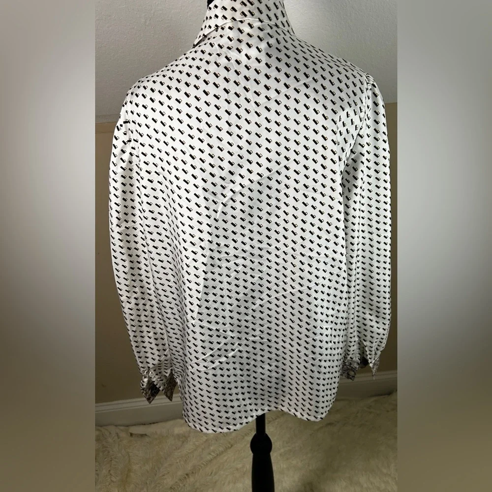 Folio Elegant Silk White Patterned Women's Top size 6 - Picture 7 of 8